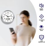 HITO 14 Inch Silent Wall Clock Battery Operated with Temperature and D... - Image 3