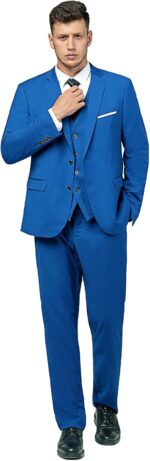 Males's Go well with 3 Piece Slim Match Go well with Set, Two Button Strong Jacket Vest Pan... - Image 6