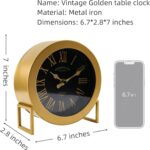 YOUKI Classic Desk Clock, Small Gold Desk Clock, Silent Non-Ticking C... - Image 3