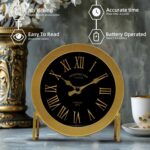 YOUKI Classic Desk Clock, Small Gold Desk Clock, Silent Non-Ticking C... - Image 5