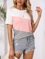 Minetom Ladies's T Shirts Quick Sleeve Shade Block/Stable Tops Informal Su... - Image 3