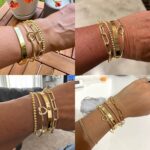 Reoxvo Gold Plated Bangle Cuff Bracelets for Girls Non Tarnish Gold Br... - Image 4