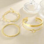 Reoxvo Gold Plated Bangle Cuff Bracelets for Girls Non Tarnish Gold Br... - Image 5