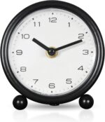5.1" Desk Clock,Small Retro Desk Clock Battery Operated,Slient Metallic T... - Image 8