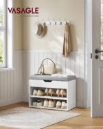 VASAGLE Shoe Bench with Cushion, Storage Bench with Padded Seat, Entry... - Image 3