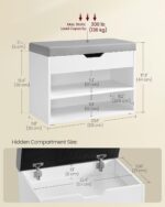 VASAGLE Shoe Bench with Cushion, Storage Bench with Padded Seat, Entry... - Image 4