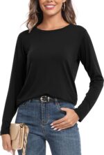 PRIMODA Ladies's Crew Neck Lengthy Sleeve Shirts Fundamental Free Match Layering ... - Image 3