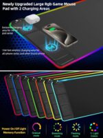 XXL Mouse Pad with Cellphone Holder - Black, RGB Desk Mat with 15W Quick Ch... - Image 3