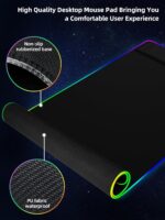 XXL Mouse Pad with Cellphone Holder - Black, RGB Desk Mat with 15W Quick Ch... - Image 4