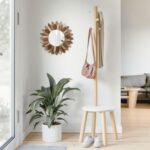 Emfogo Wall Mirror 12 inch Rustic Wooden Sunburst Boho Mirror Farmhouse ... - Image 9