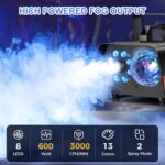 Fog Machine, Halloween Smoke Machine with Disco Ball Lights, 600W and ... - Image 4