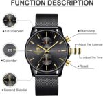 GOLDEN HOUR Mens Watch Vogue Glossy Minimalist Quartz Analog Mesh Sta... - Image 4