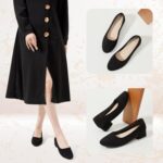 AISFAES Girls Pumps Low Chunky Rounded Toe Heels Healed Gown Pumps El... - Image 6