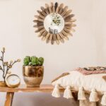 Wall Mirror Ornamental, 12 inch Small Rustic Wooden Boho Mirrors, Clear ... - Image 7