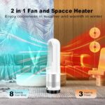 Bladeless Tower Fan, 1400W Area Heater & 40W Cooler Fan Combo with Re... - Image 3