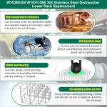 Upgraded 304 Stainless Metal W10311986 W10380384 Dishwasher Decrease Rack... - Image 4