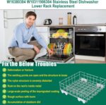 Upgraded 304 Stainless Metal W10311986 W10380384 Dishwasher Decrease Rack... - Image 8