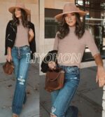 LIYOHON Womens Tops Dressy Informal Mock Turtleneck Enterprise Quick Sleev... - Image 3