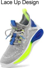 RUNSIDE Boys Women Sneakers, Lace up Children Tennis Footwear for Strolling/Run... - Image 3