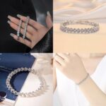 Crystal Wedding ceremony Jewellery Set, Silver Necklace Earrings Bracelet Crystal... - Image 6