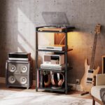 HOOBRO 4-Tier AV Media Console With Charging Station and LED Mild, Wo... - Image 3