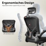 DEVAISE Workplace Chair Excessive Again Mesh Ergonomic Desk Chair with Flip-up ... - Image 5