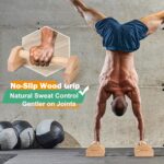 Parallettes Push Up Bar, Oak Wooden Calisthenics Tools for House Health club ... - Image 5