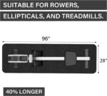 Rowing Machine Mat 96" x 28" With Sports activities Towel and Strap,Treadmill Mat... - Image 3