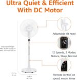 Amazon Fundamentals 16" DC Motor Standing Flooring Fan, 12 Pace with Distant, 3... - Image 3