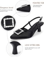 Coutgo Womens Slingback Low Kitten Heels Pumps Closed Pointed Toe Rhin... - Image 6