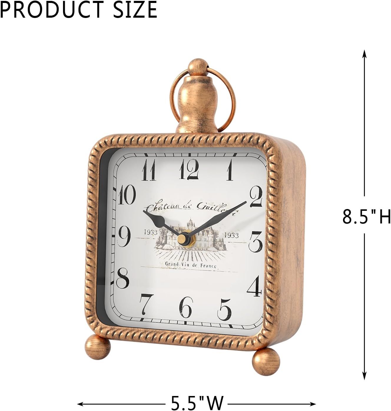 Classic Gold Desk Clock on Stand, Desk and Shelf Decor Clock, French ... - Image 3
