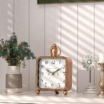 Classic Gold Desk Clock on Stand, Desk and Shelf Decor Clock, French ... - Image 4