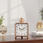 Classic Gold Desk Clock on Stand, Desk and Shelf Decor Clock, French ... - Image 7