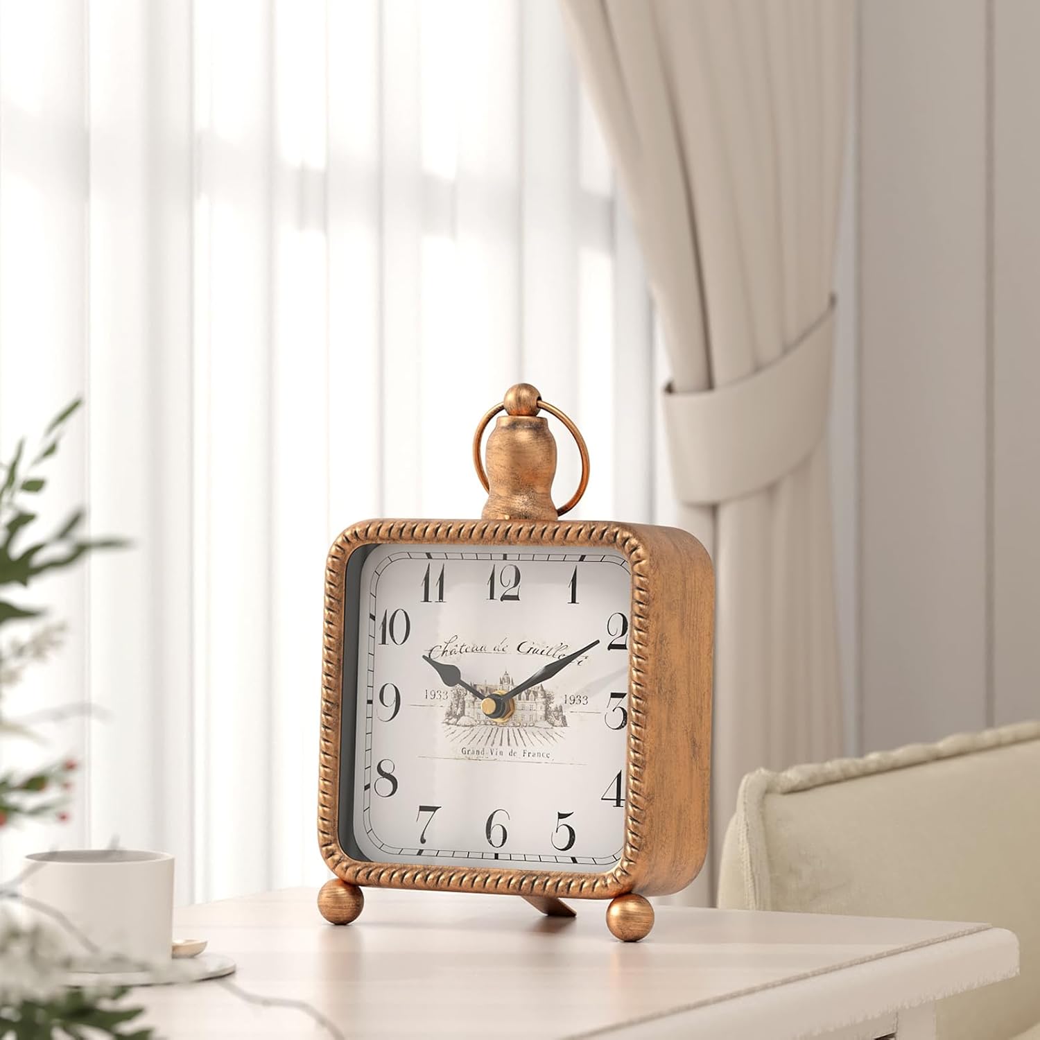 Classic Gold Desk Clock on Stand, Desk and Shelf Decor Clock, French ... - Image 9