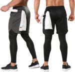 OEBLD Mens 2 in 1 Athletic Working Pants Fast Dry Gymnasium Exercise Shorts ... - Image 3