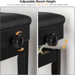 HOOBRO Adjustable Piano Bench with Storage Compartment for Music Sheet... - Image 6