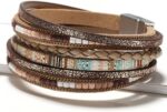Fesciory Leather-based Wrap Bracelets for Ladies, Boho Leopard Multi-Layer Cr... - Image 3