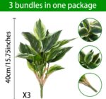 3PCS Synthetic Tropical Inexperienced Crops – 19.6" Pretend Hostas Outside Arti... - Image 4