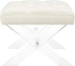 Modway Swift Acrylic X-Base Entryway Fashionable Bench With Tufted Cloth U... - Image 4