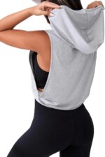 Remidoo Girls's Sleeveless Hoodies Open Aspect Exercise Activewear Crop T... - Image 3