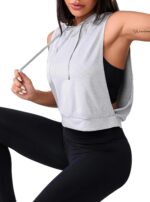 Remidoo Girls's Sleeveless Hoodies Open Aspect Exercise Activewear Crop T... - Image 4