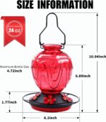 Glass Hummingbird Feeder for Outside Hanging, 24Ozs Buzzing Chook Nect... - Image 5