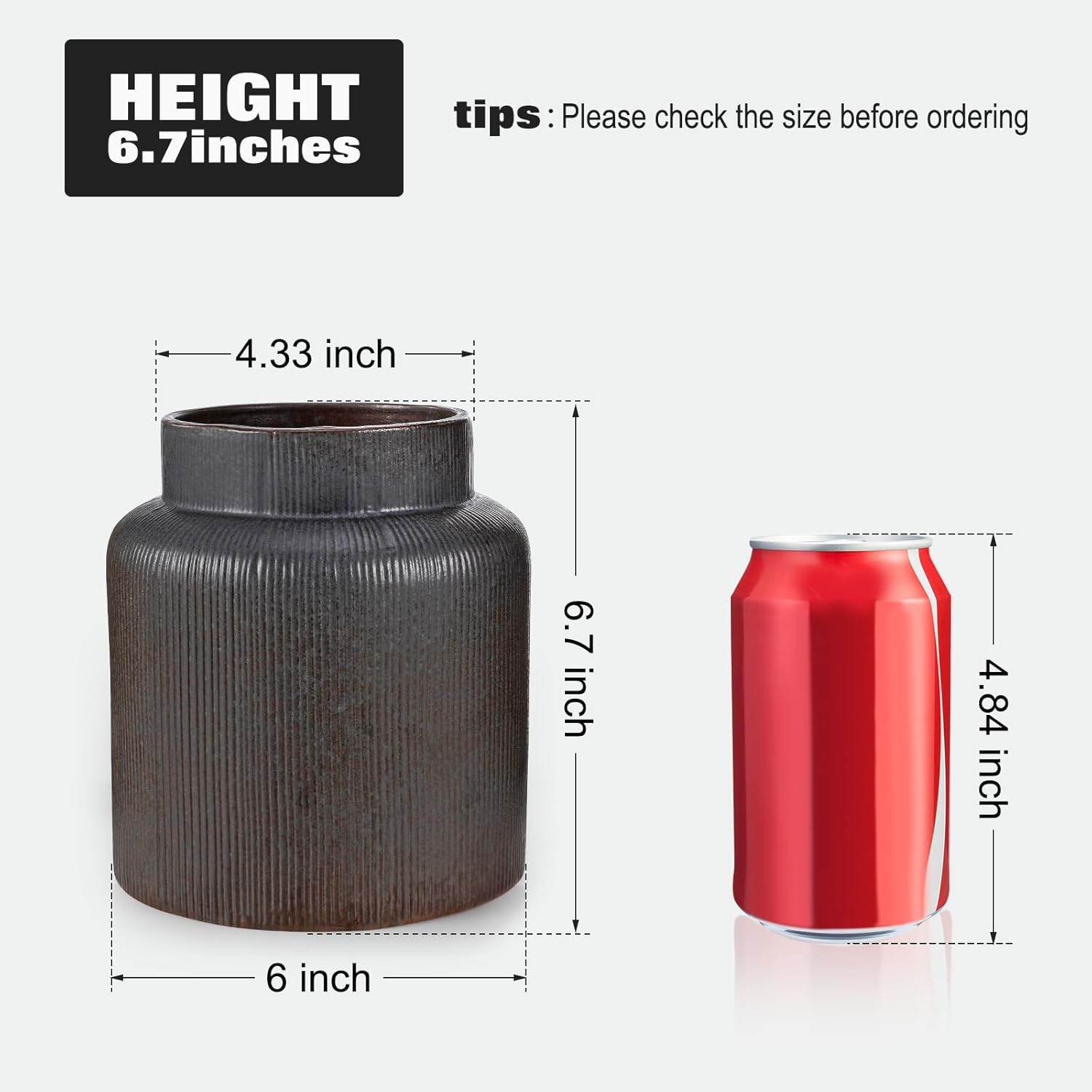 Rustic Vases for Decor, Farmhouse Ceramic Vase for Flowers, Classic De... - Image 3