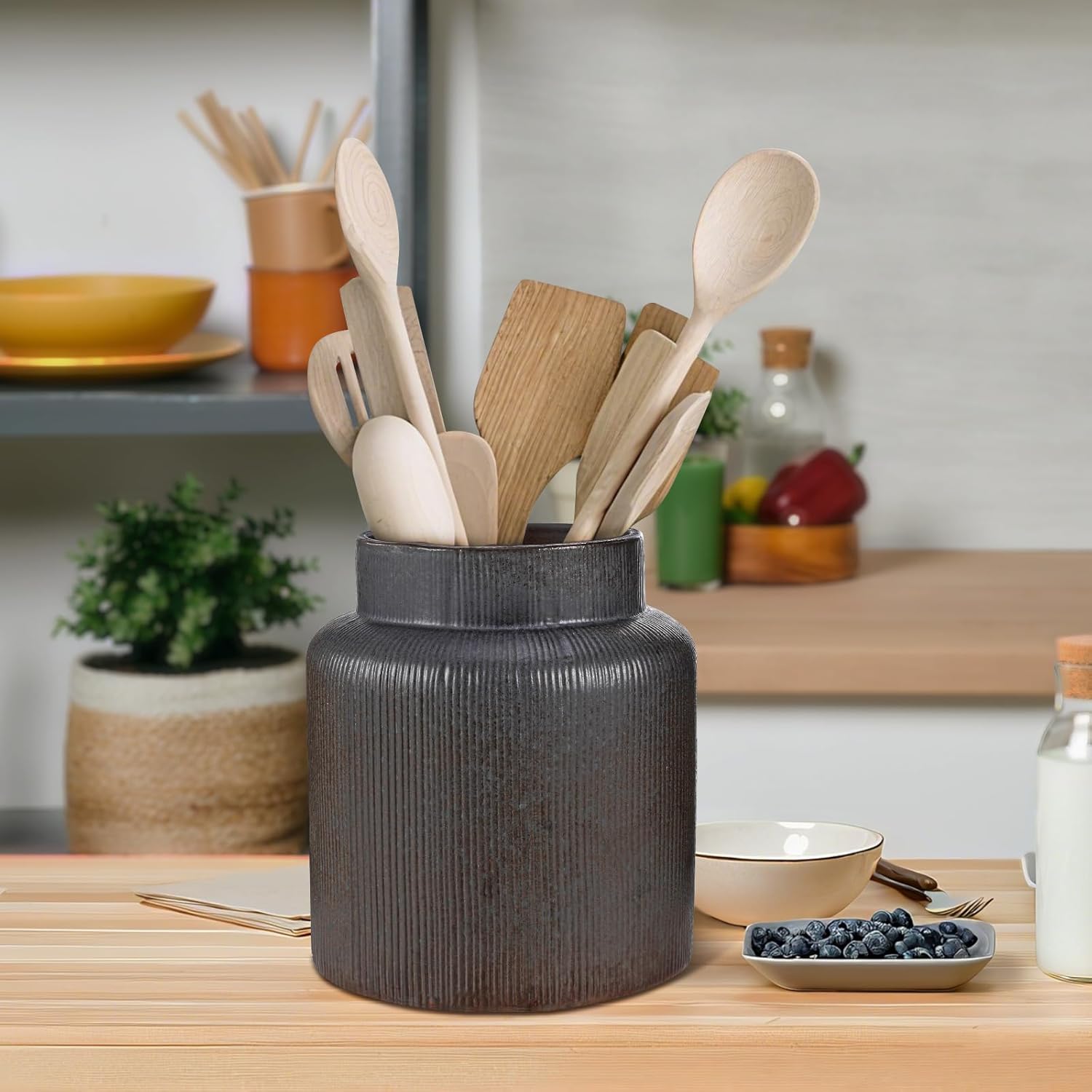 Rustic Vases for Decor, Farmhouse Ceramic Vase for Flowers, Classic De... - Image 6