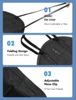 HUHETA KN95 Face Masks, Packs of 30 Black Masks, 5-Layers Masks Protecti... - Image 4