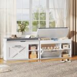 HOOBRO 3 Tier Shoe Storage Bench with Flip Drawer and Flip-Open Storag... - Image 3