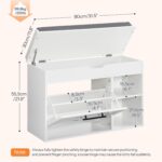 HOOBRO 3 Tier Shoe Storage Bench with Flip Drawer and Flip-Open Storag... - Image 4