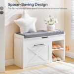 HOOBRO 3 Tier Shoe Storage Bench with Flip Drawer and Flip-Open Storag... - Image 5