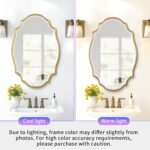 Scalloped Oval Wall Mirror, 24“X36” Gold Lavatory Vainness Mirror, Ornat... - Image 3