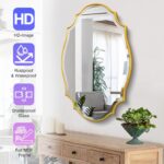 Scalloped Oval Wall Mirror, 24“X36” Gold Lavatory Vainness Mirror, Ornat... - Image 4